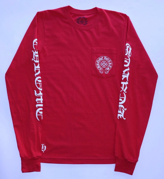 Chrome Hearts Horse Shoe Long sleeve Red/White Size Small New