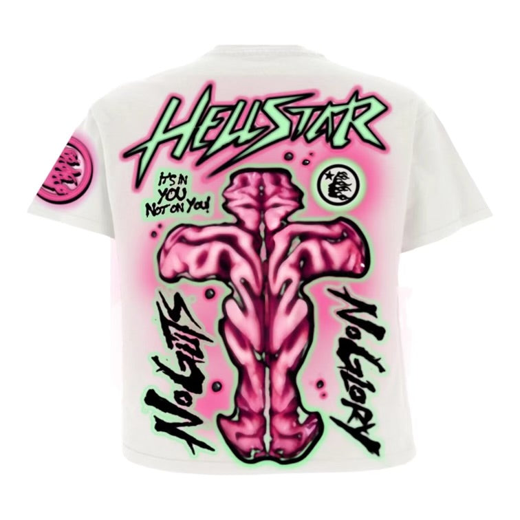 Hellstar Studios No Guts No Glory Short Sleeve Tee Shirt Off White