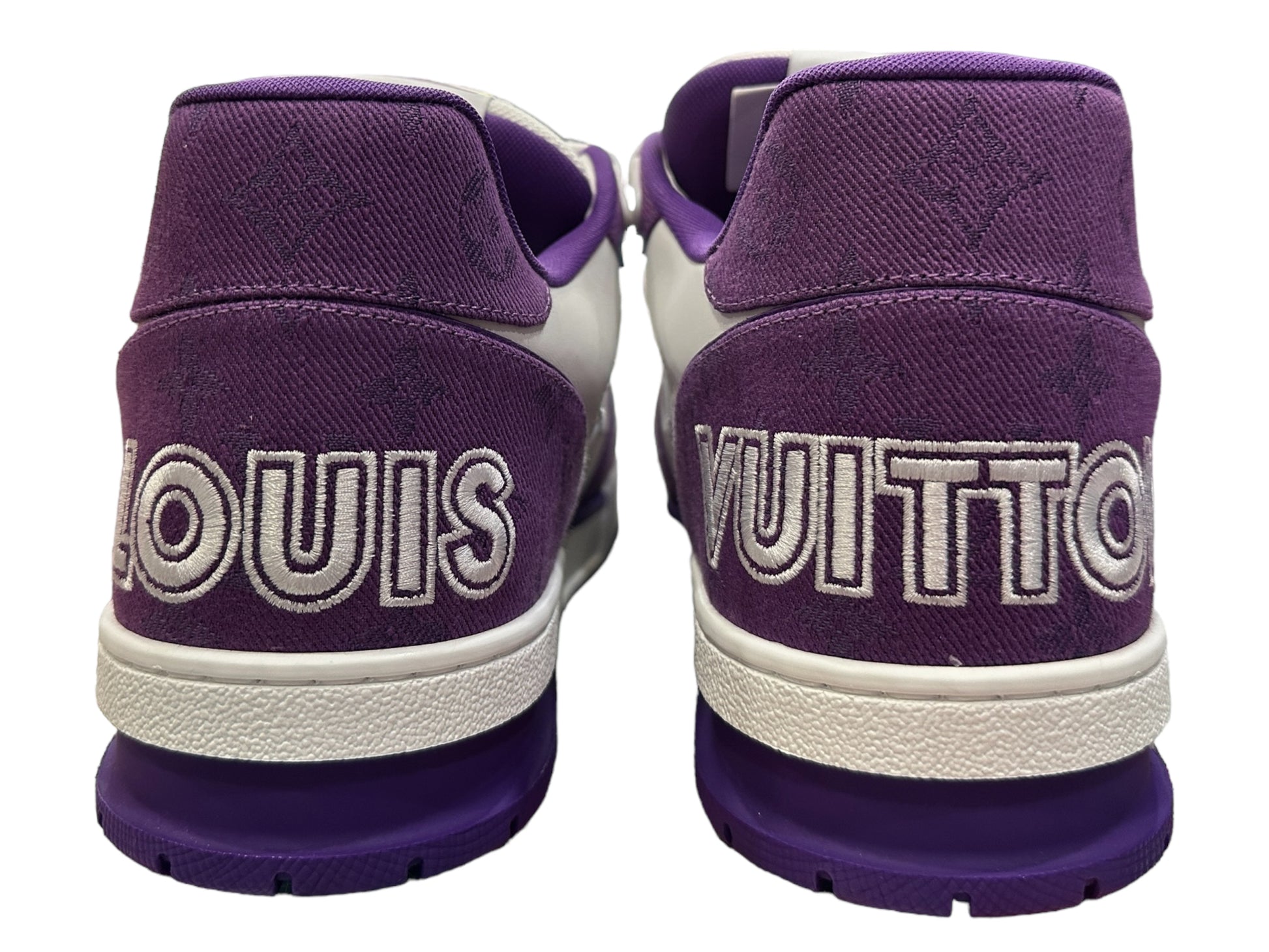 Louis Vuitton LV Trainer Strap Monogram Denim Violet White Size 9 New