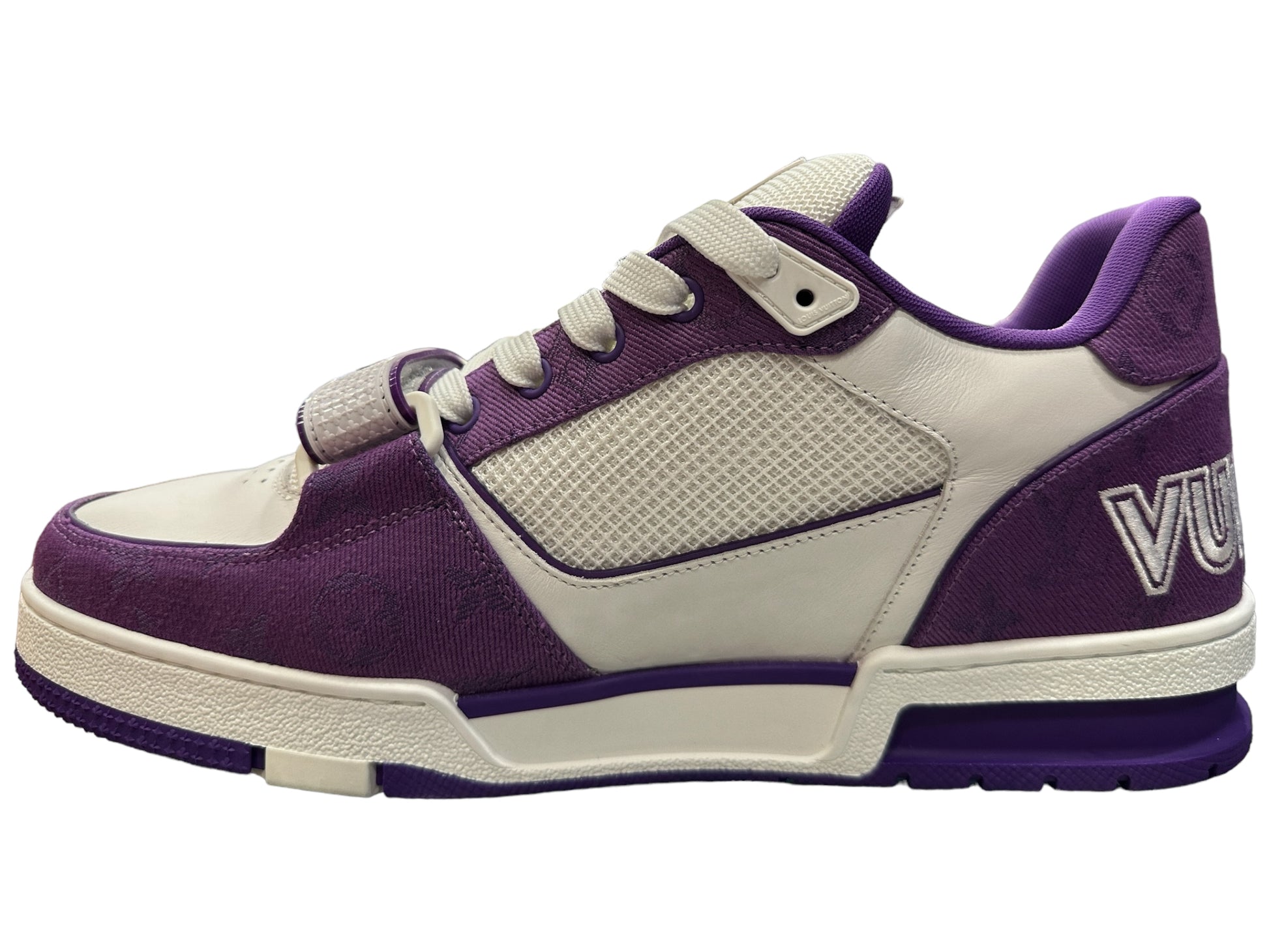 Louis Vuitton Denim Monogram LV Trainer Sneakers - Purple Sneakers