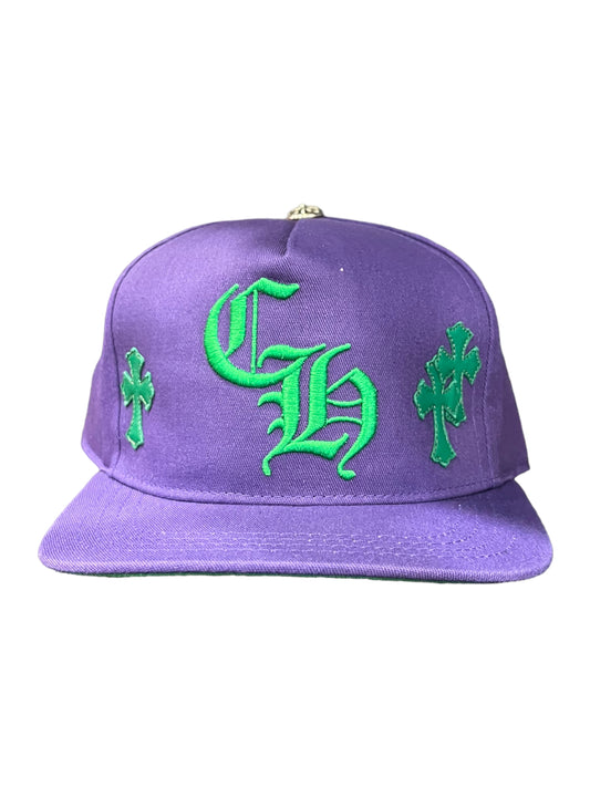 Chrome Hearts CH Baseball Cap with Embroidered Crosses Purple/Green New