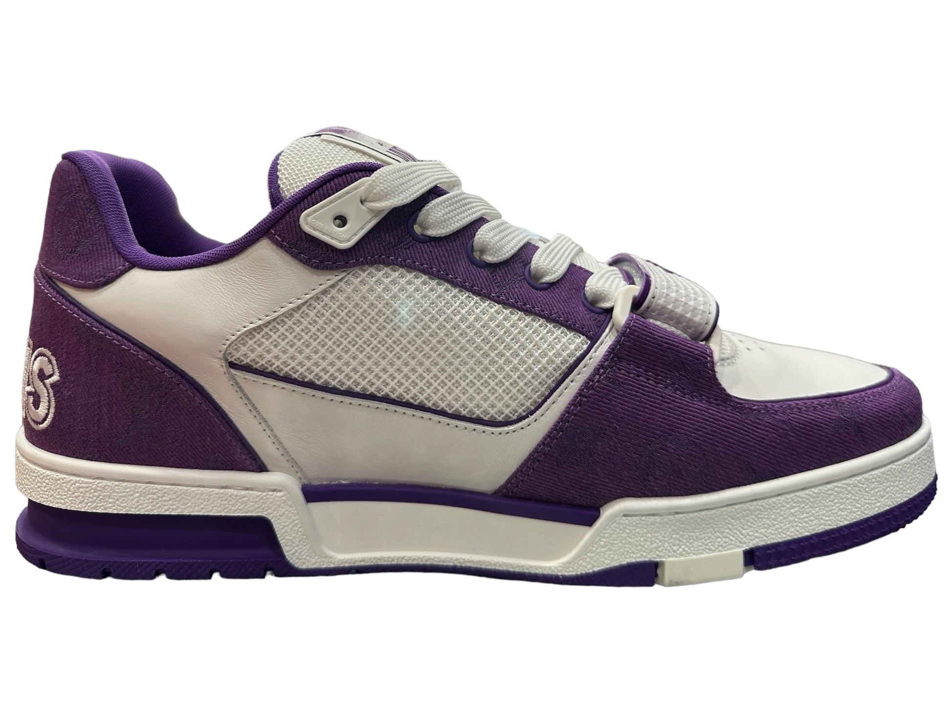 Louis Vuitton Purple Denim Monogram LV Trainer Sneakers 6