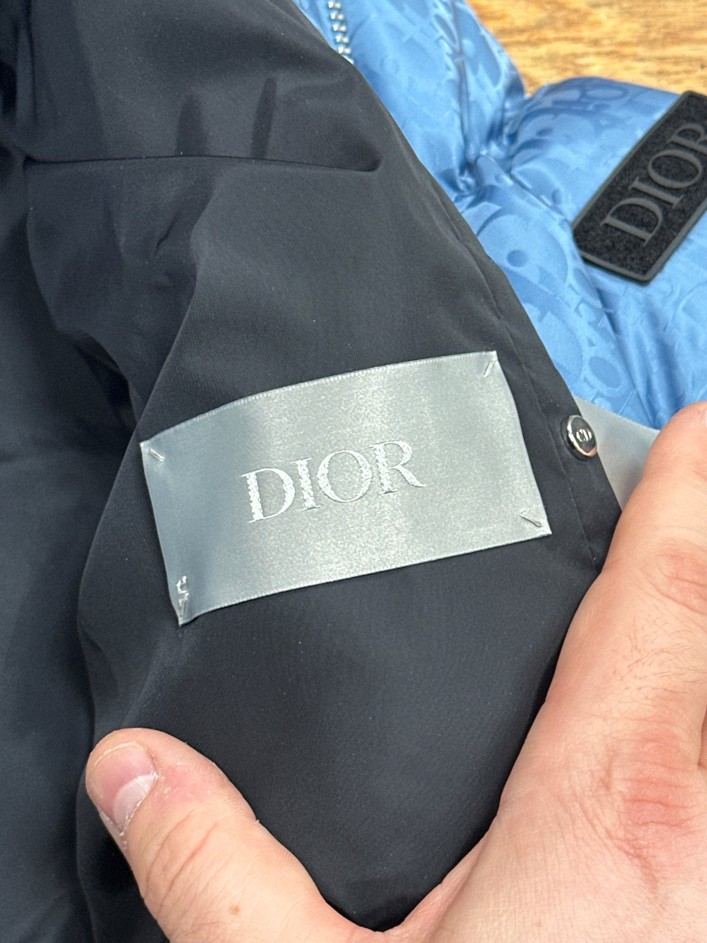 Dior Oblique Down Jacket Blue Technical Jacquard Size 48 New