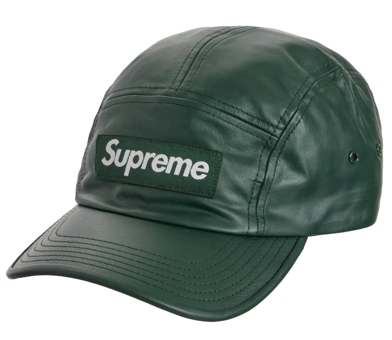 Supreme Leather Camp Hat Green OS New