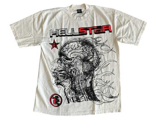 Hellstar Studios Cranium Short Sleeve Tee Shirt Cream
